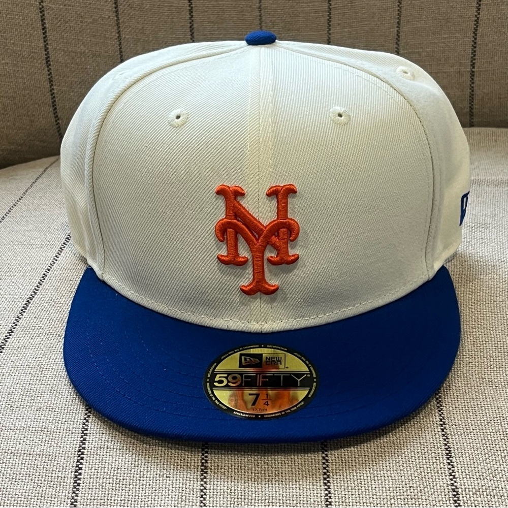 NEW YORK METS New Era 59Fifty Authentic Merchandise Cream, Blue Bill Fitted Hat